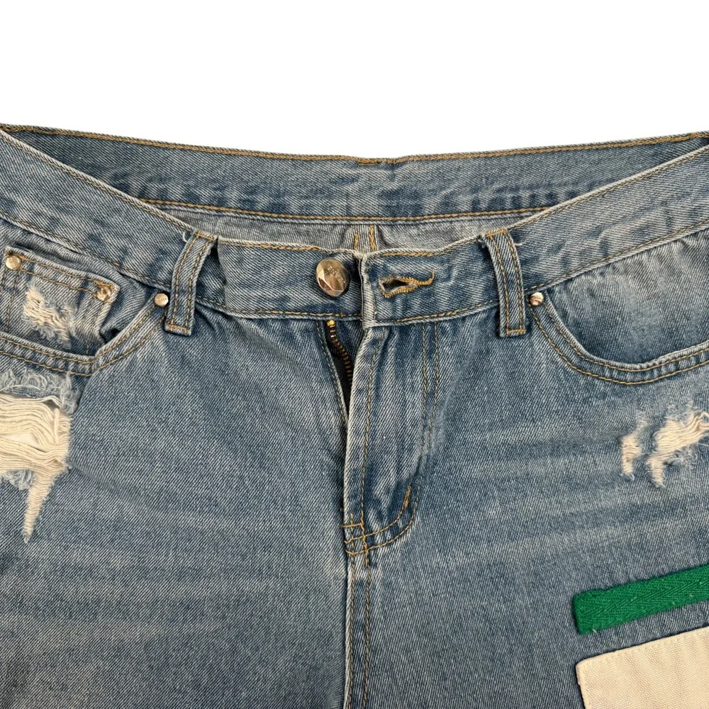 Selvage Denim Custom Patchwork Straight Leg Jeans - Picture 7 of 11